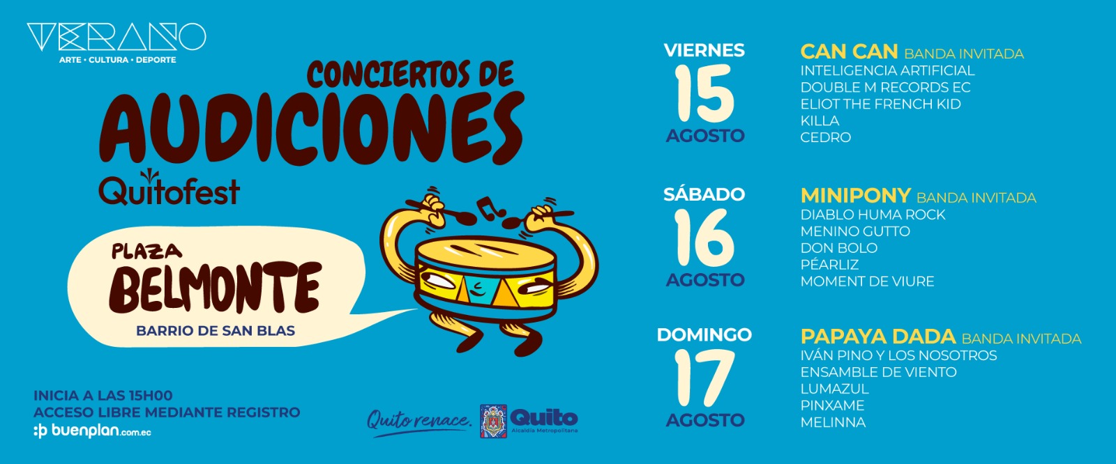 Concierto de Audiciones Quitofest 2025 - Del 15 al 17 de Agosto en Quito, BuenPlan